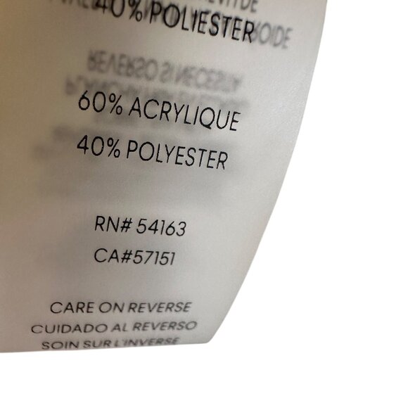 Calvin Klein Large Mock Neck Fuzzy Stripes Sweater Ribbed Knit Winter White - Picture 10 of 10